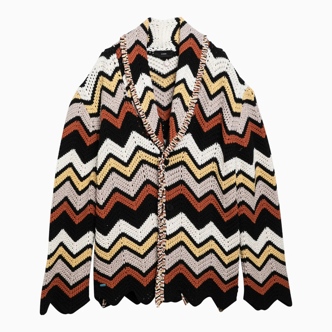 Alanui - Cardigan in crochet zig zag multicolore