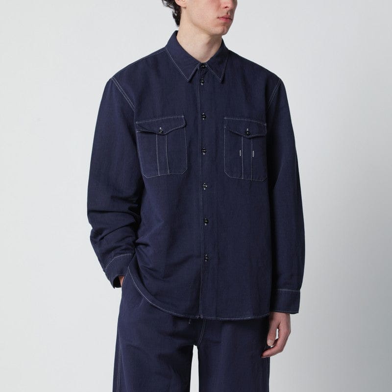 Shirts & Tops STUDIO NICHOLSON - Louro shirt indigo blue in cotton and linen - S Brand