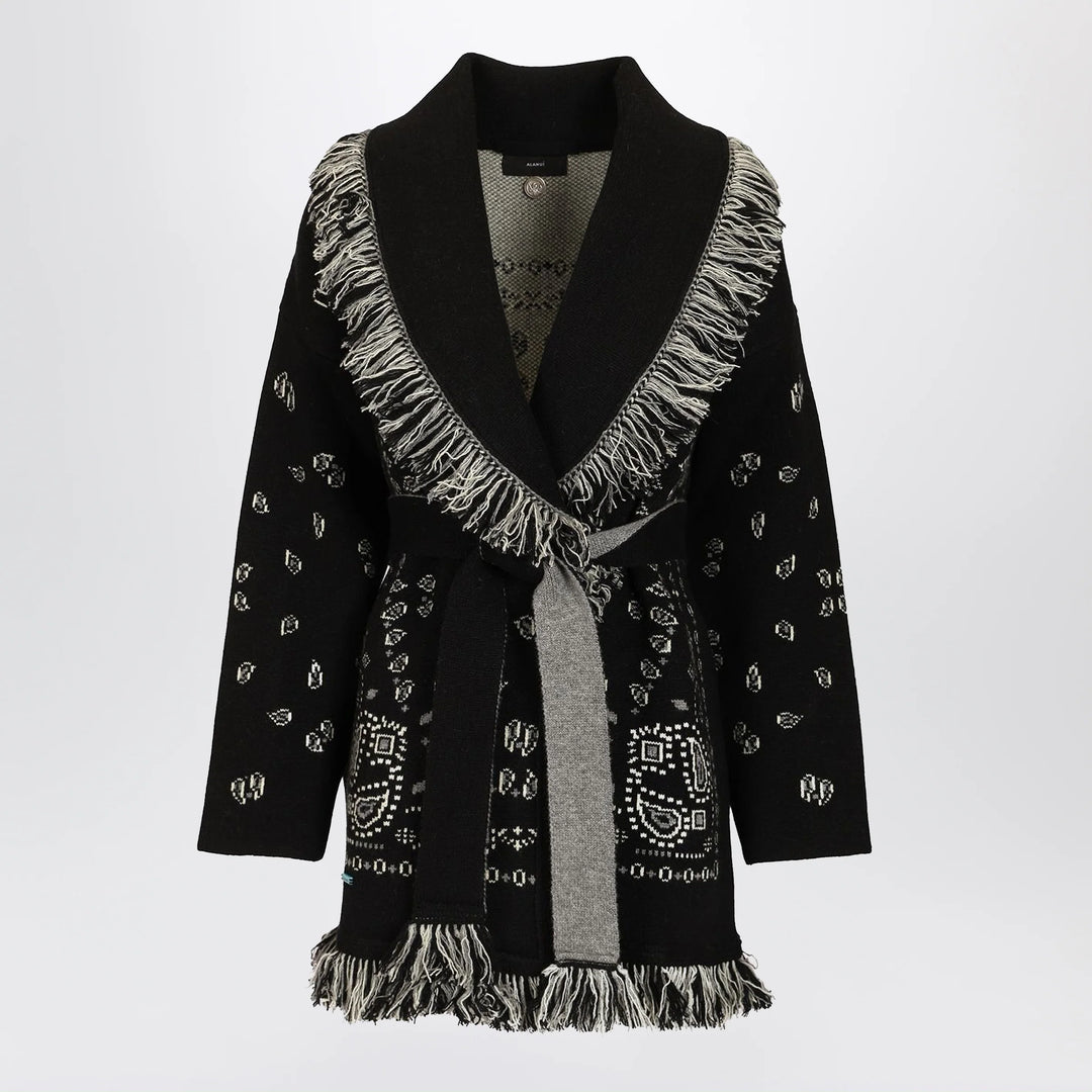 Alanui - Black Bandana jacquard cardigan
