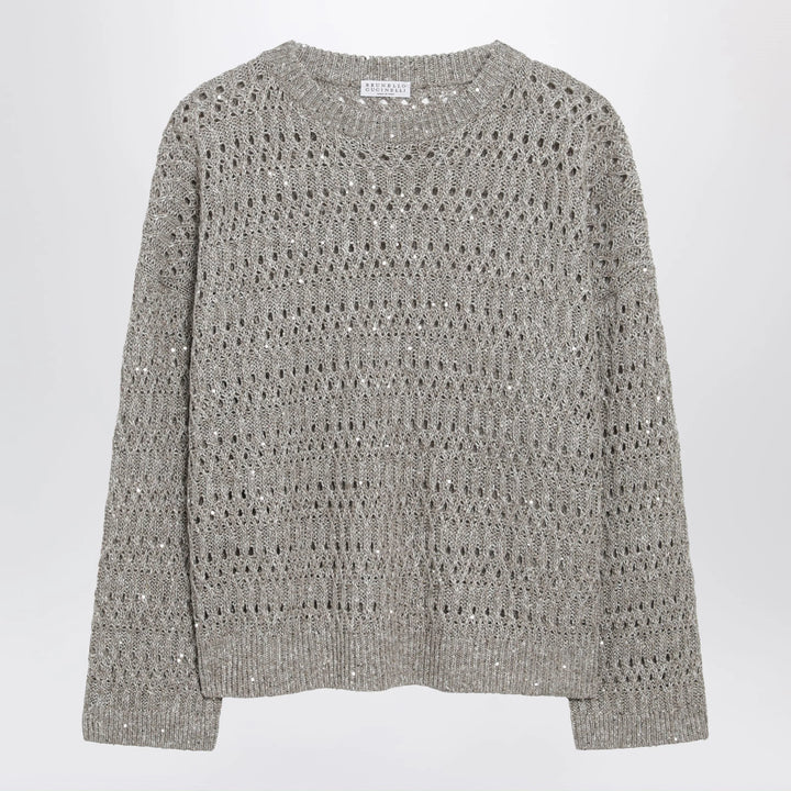 Brunello Cucinelli - Crochet crewneck sweater with sequins