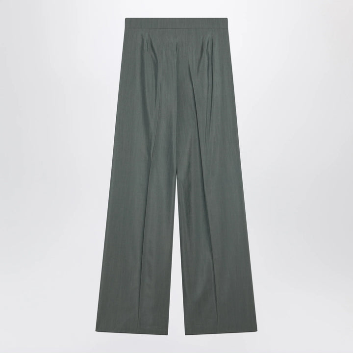 Max Mara - Dark green wide trousers in wool and silk