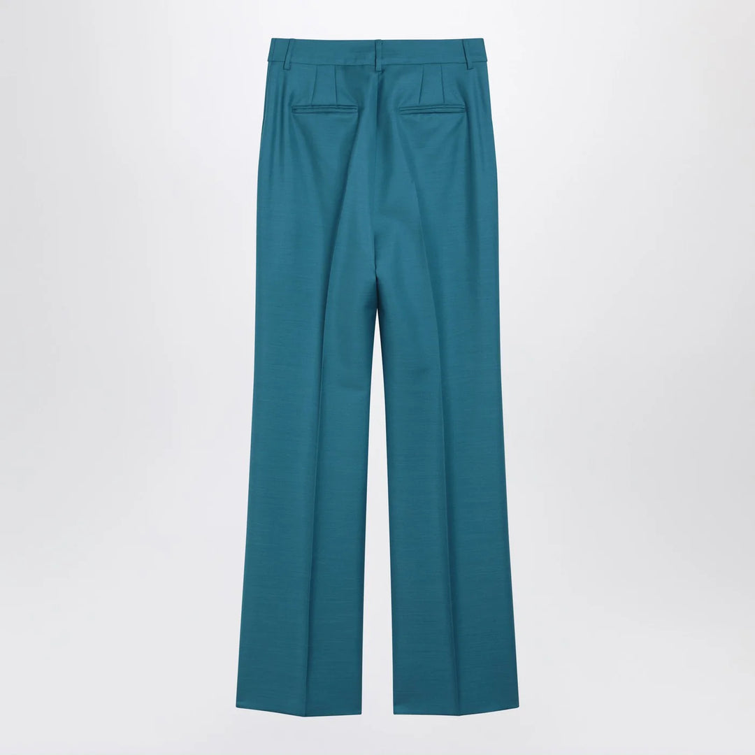 Max Mara - Turquoise wool and silk-blend trousers