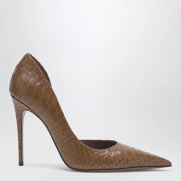 Paris Texas - Vera 105 coffee-colored leather pumps with python-effect