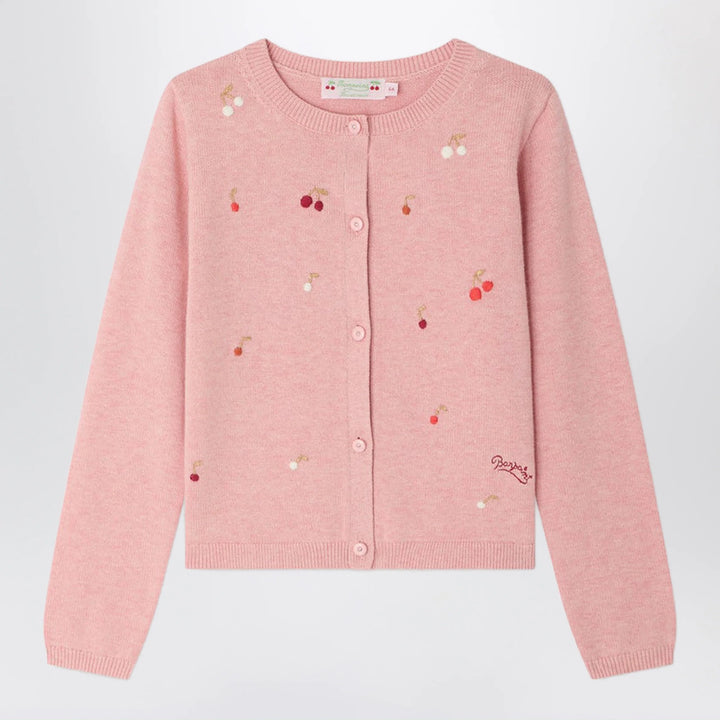 Bonpoint - Pink Lilith cardigan with embroidered cherries
