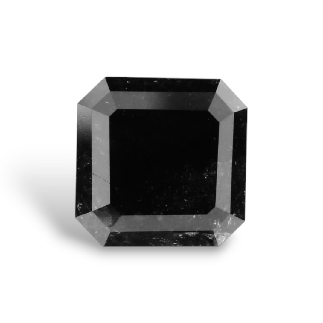 2.63 Carat Natural Black Sq emerald Diamond GIA