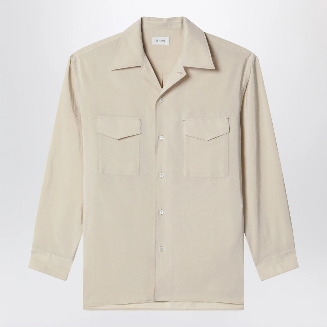 LEMAIRE - Light beige smooth silk-blend shirt