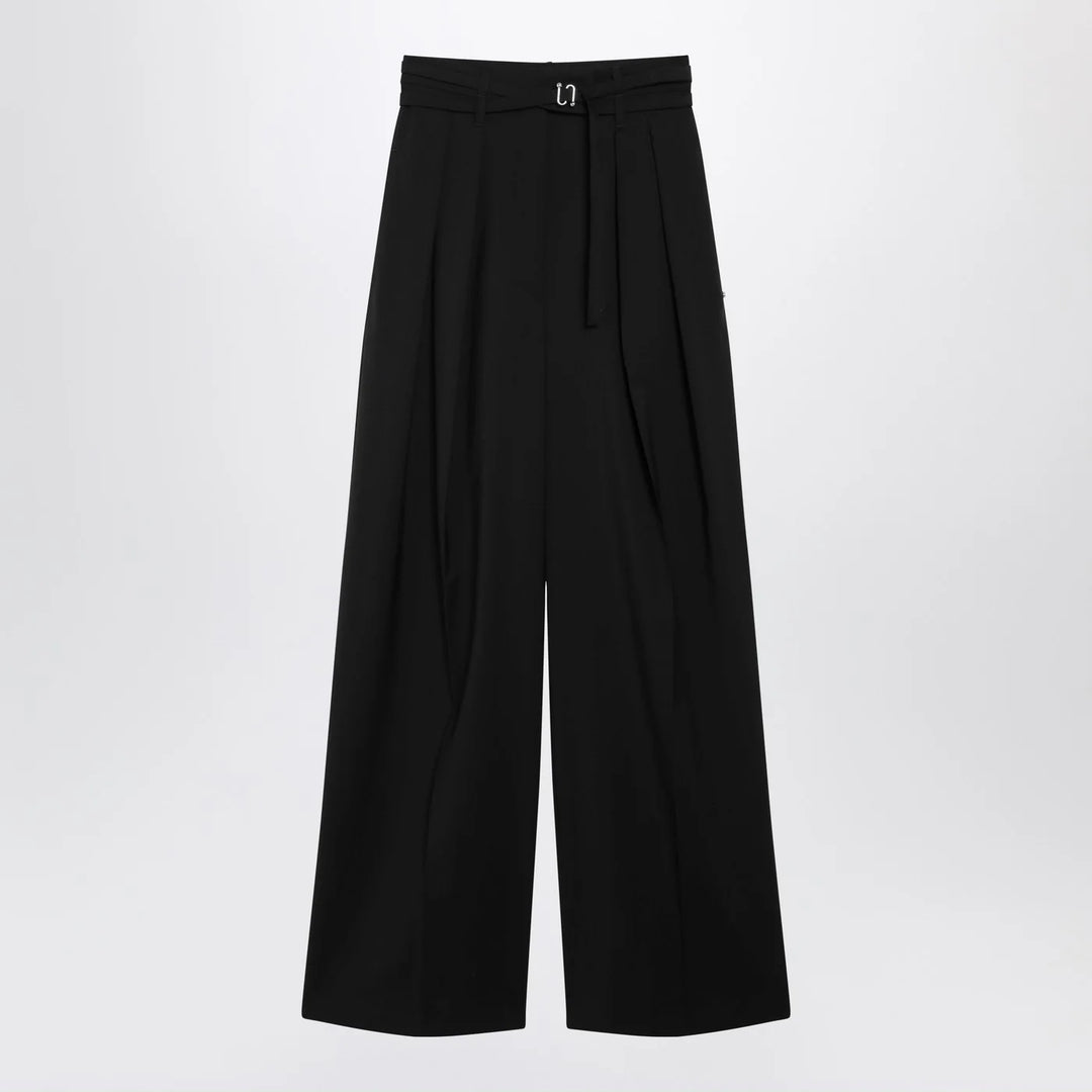 Sportmax - Black wide-leg stretch-wool trousers