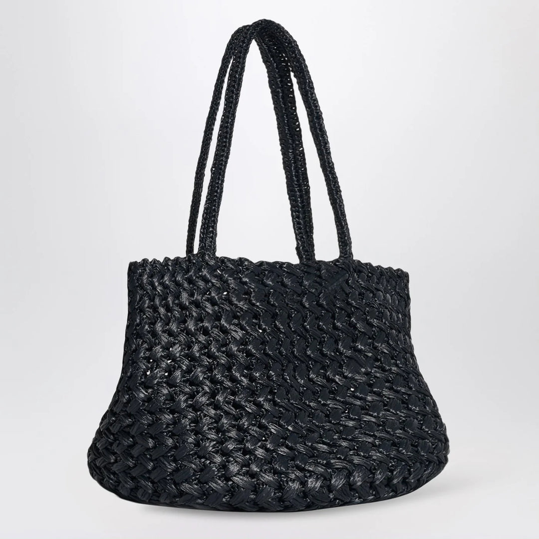 The Row - Estelle Two bag in black woven raffia