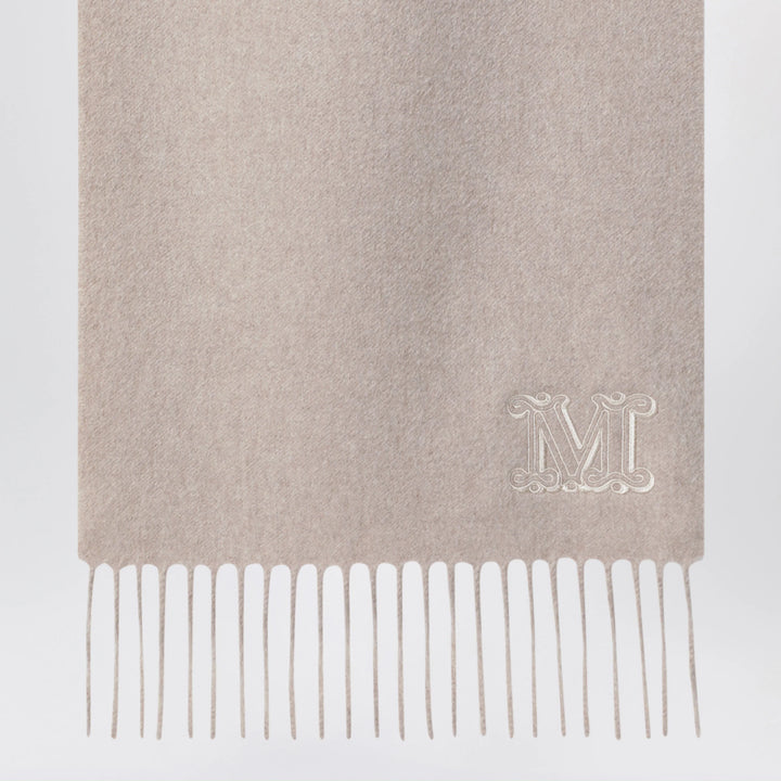 Max Mara - Sand-colored cashmere scarf with embroidered logo