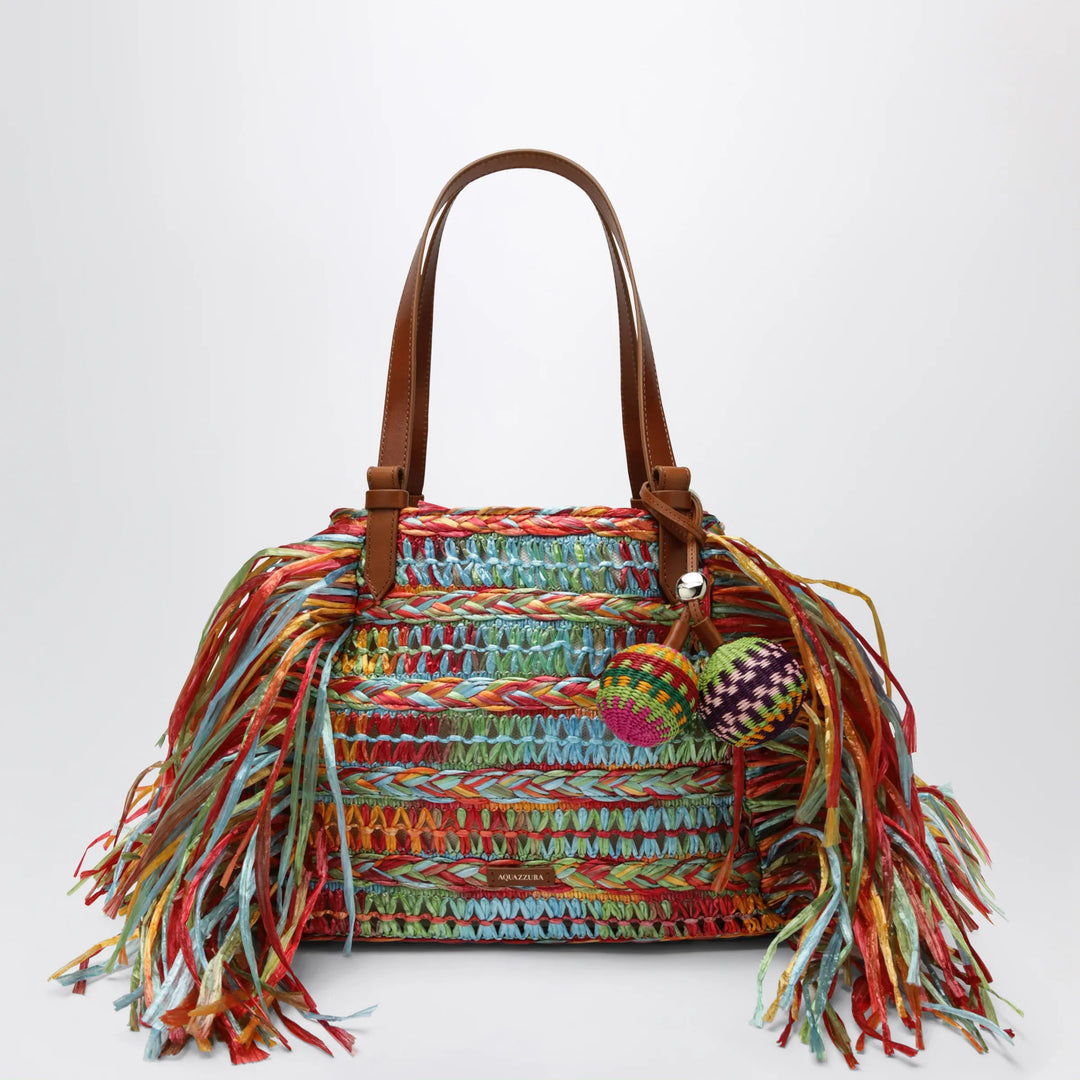 Aquazzura - Trancoso tote bag in raffia, multicolor Brand Apparel &amp; Accessories TU