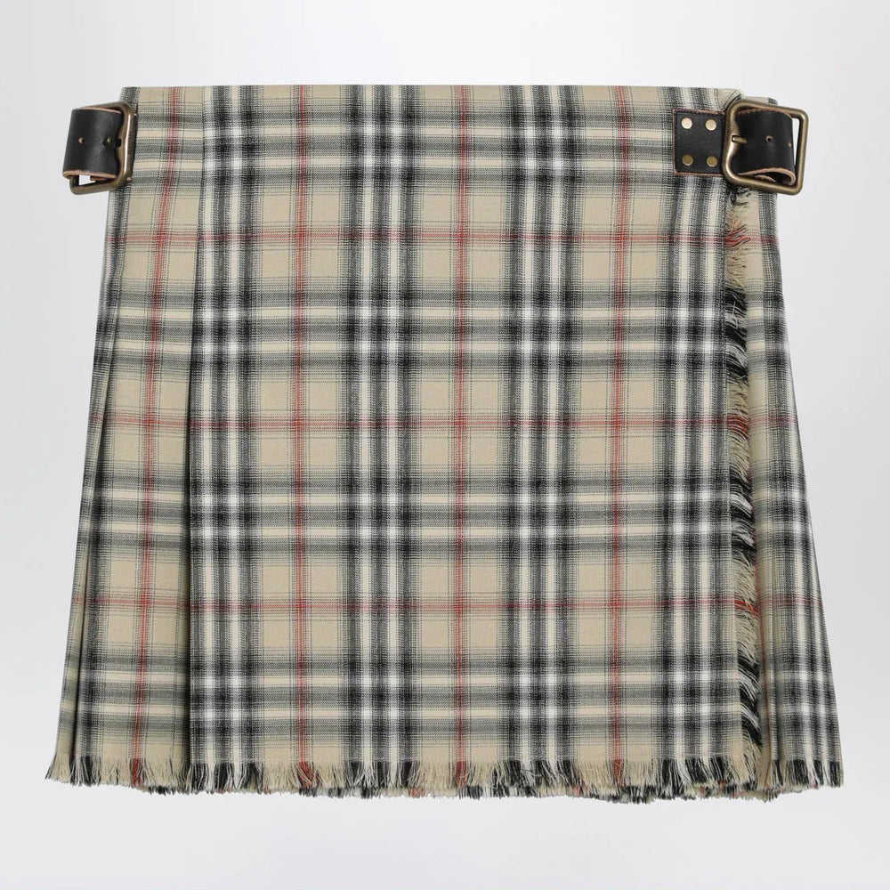 Burberry - Beige wool mini kilt with Check pattern Brand Apparel & Accessories 6 UK