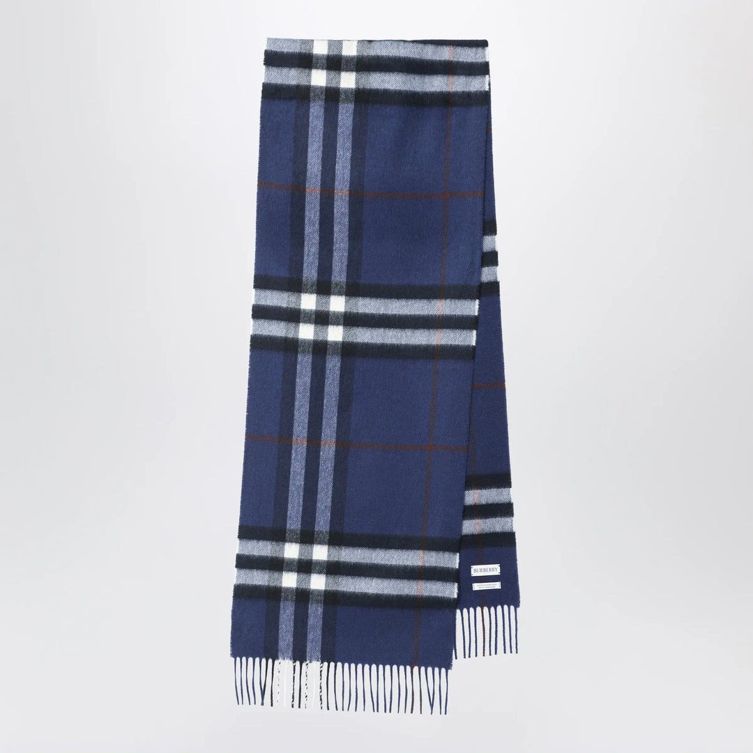 Burberry - Blue cashmere scarf with a checked pattern Brand Apparel &amp; Accessories > Clothing Accessories > Scarves &amp; Shawls TU