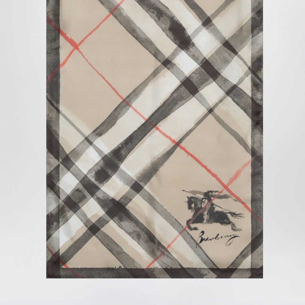 Burberry - Large Check silk scarf in sand color Brand Apparel & Accessories > Clothing Accessories > Scarves & Shawls TU