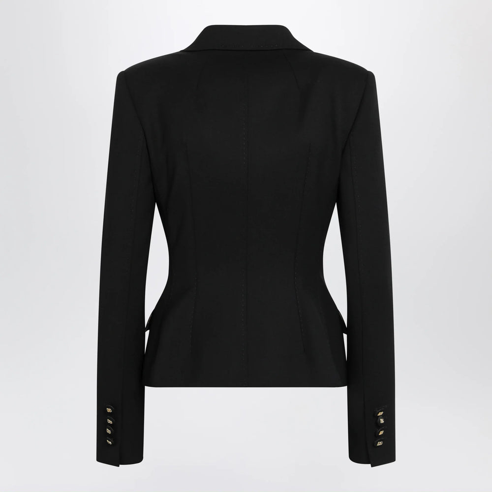 Dolce&Gabbana - Black single-breasted wool jacket Brand Apparel & Accessories > Clothing > Outerwear > Coats & Jackets 40  IT