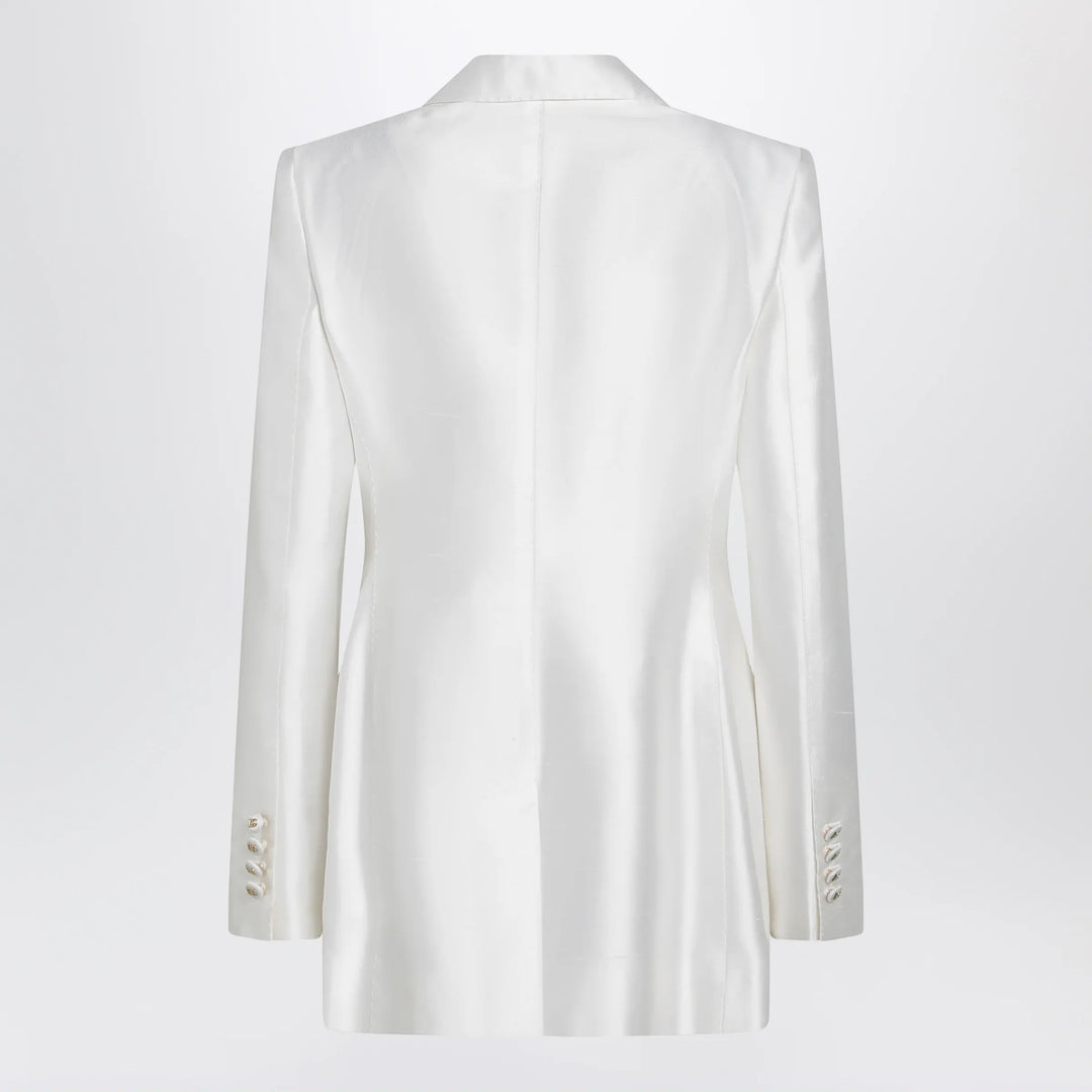 Dolce&amp;Gabbana - Double-breasted silk jacket in natural white Brand Apparel &amp; Accessories > Clothing > Outerwear > Coats &amp; Jackets 44  IT