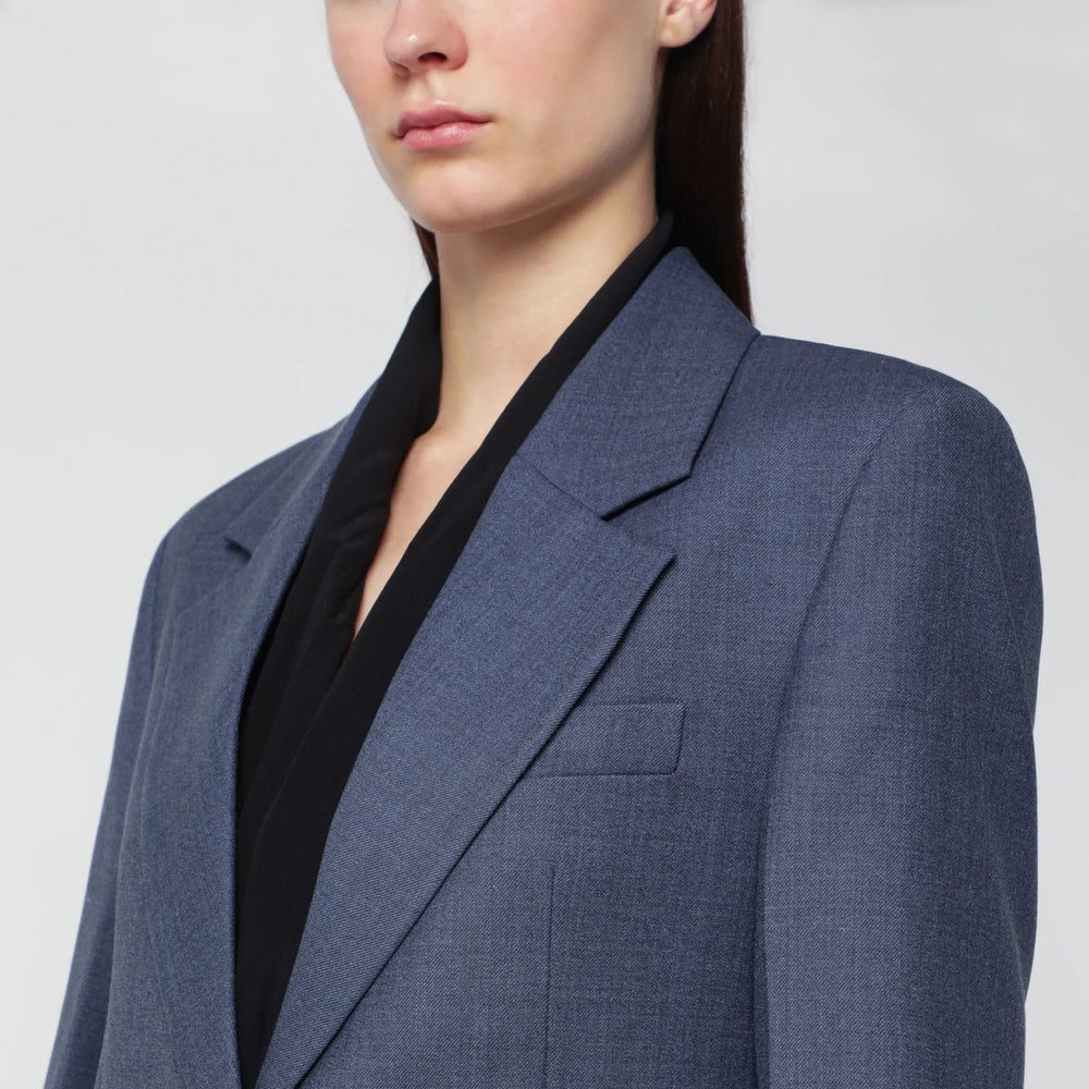 Victoria Beckham - Katherine single-breasted jacket in blue mélange wool blend Brand Apparel & Accessories > Clothing > Outerwear > Coats & Jackets 10 UK
