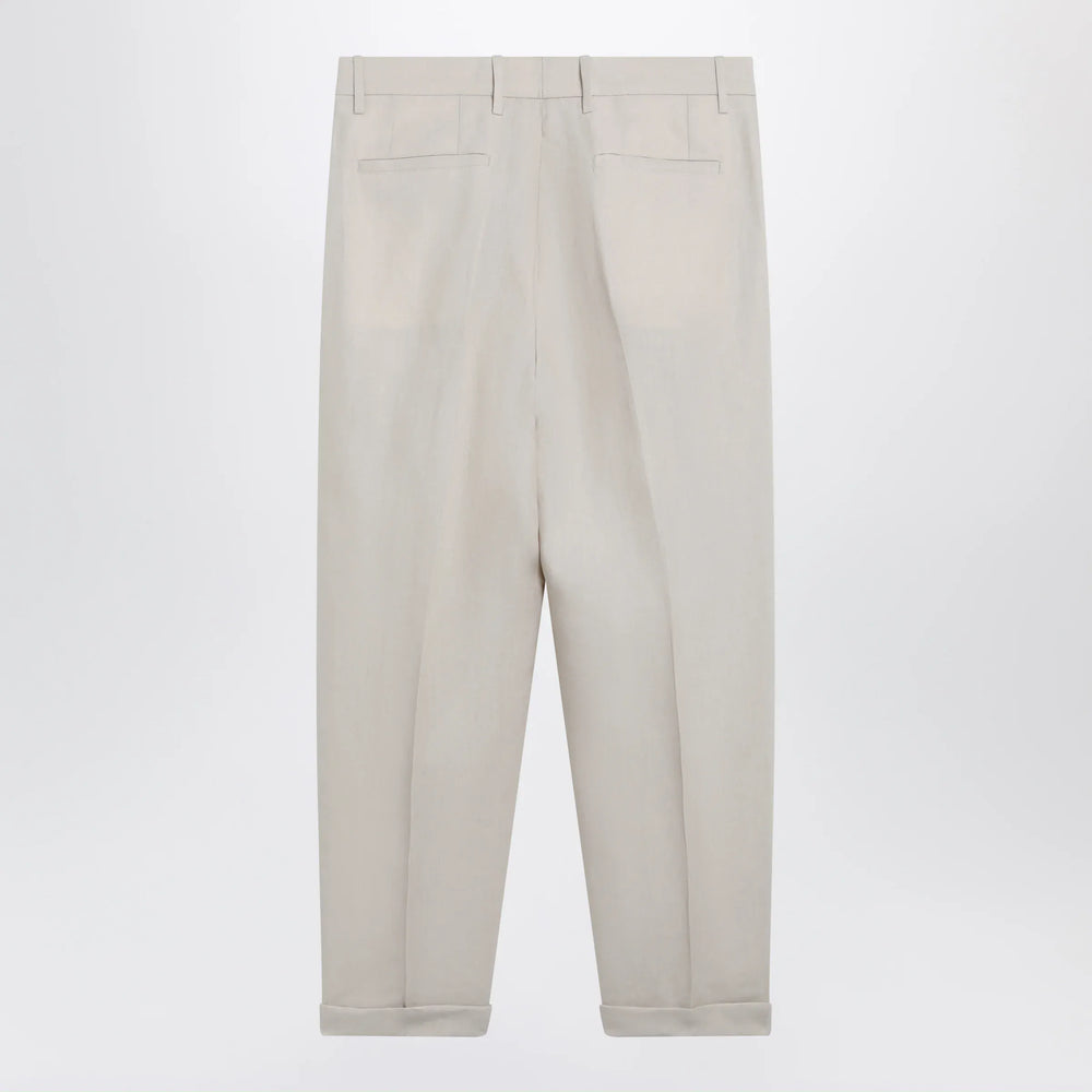 Dolce&Gabbana - Beige linen canvas trousers Brand Apparel & Accessories > Clothing > Pants 48 IT