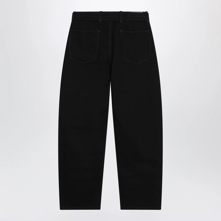 LEMAIRE - Black cotton trousers with belt Brand Apparel &amp; Accessories > Clothing > Pants