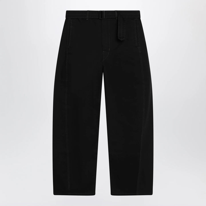 LEMAIRE - Black cotton trousers with belt Brand Apparel &amp; Accessories > Clothing > Pants
