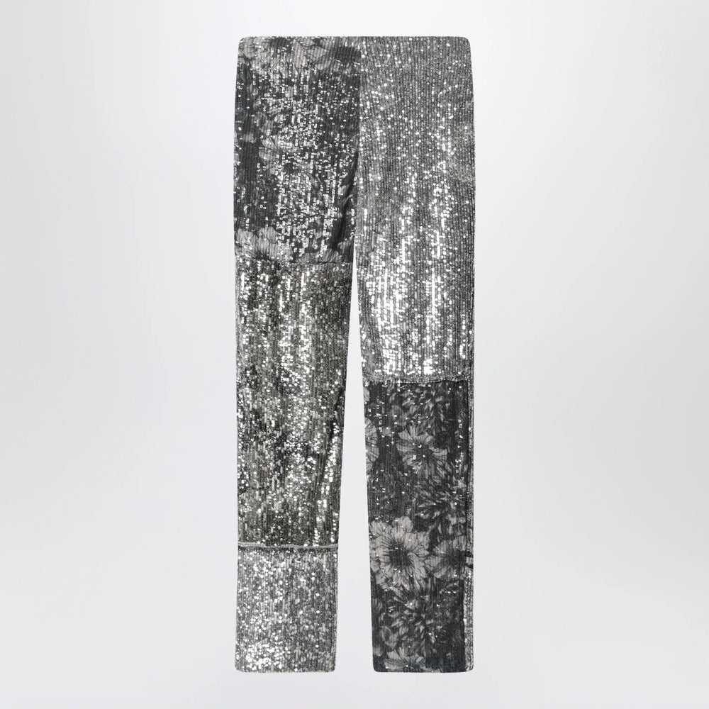Maison Margiela - Patchwork trousers with floral sequins, multicolor Brand Apparel & Accessories > Clothing > Pants