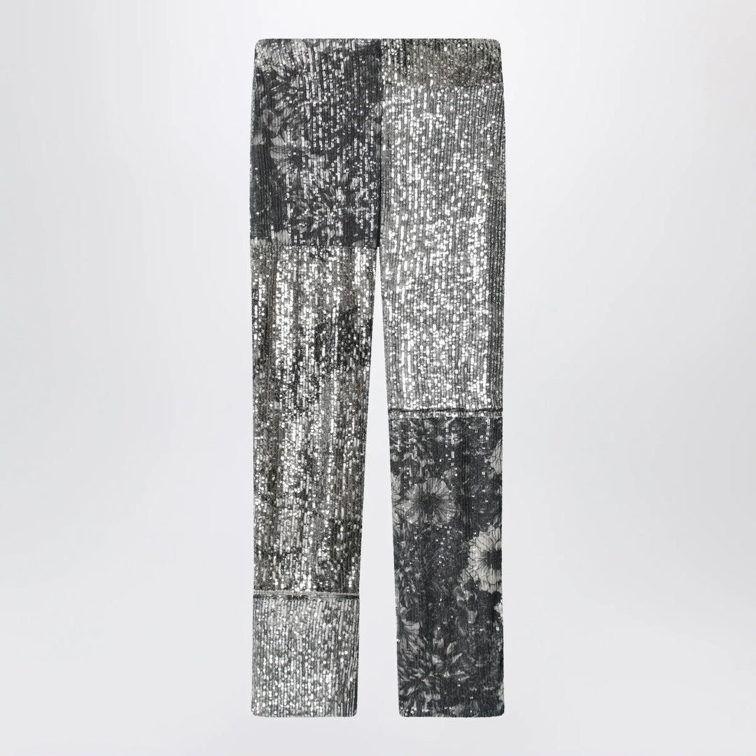 Maison Margiela - Patchwork trousers with floral sequins, multicolor Brand Apparel &amp; Accessories > Clothing > Pants