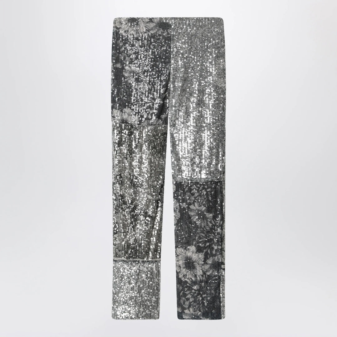 Maison Margiela - Patchwork trousers with floral sequins, multicolor Brand Apparel &amp; Accessories > Clothing > Pants