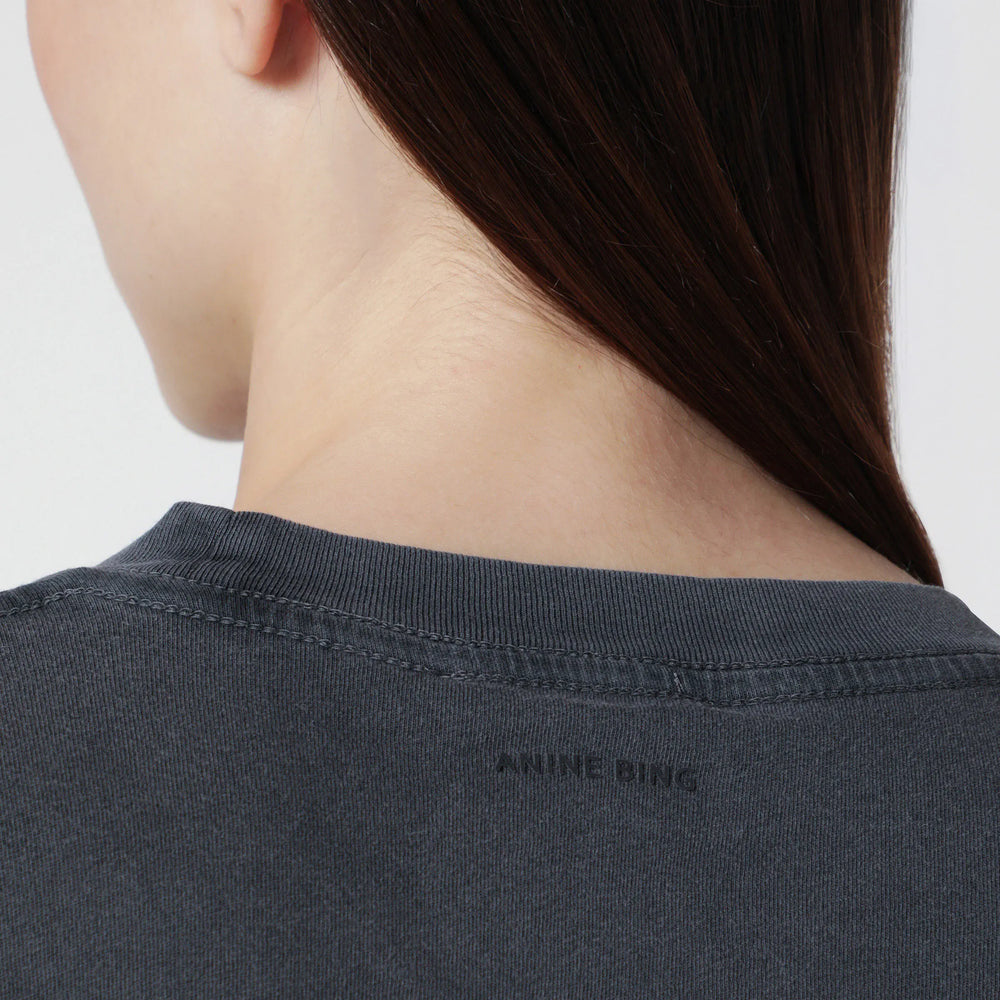 ANINE BING - Cade Tee Smiley graphic cotton T-shirt in Washed Grey Brand Apparel & Accessories > Clothing > Shirts & Tops