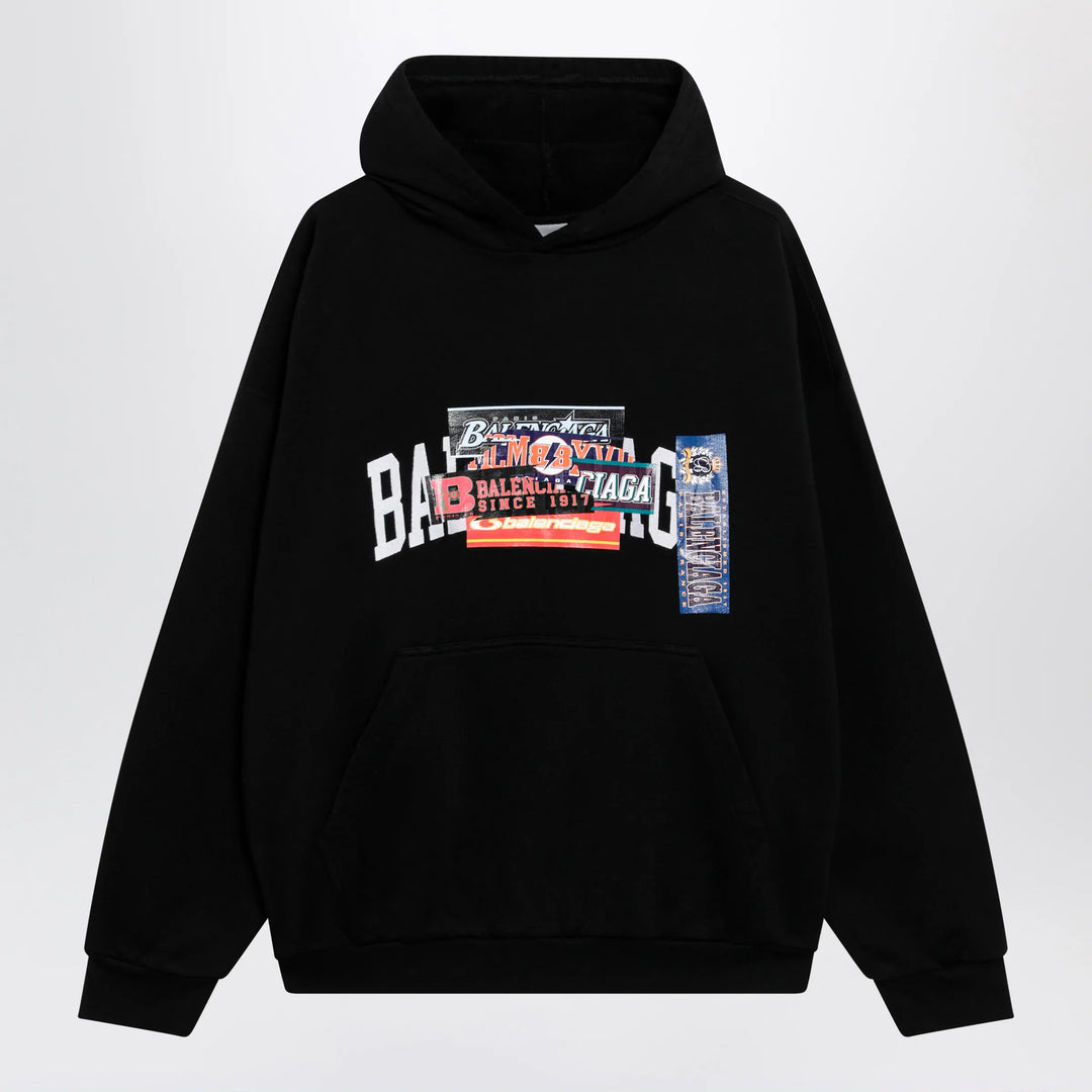 Balenciaga - Black hoodie with logo print Brand Apparel &amp; Accessories > Clothing > Shirts &amp; Tops S