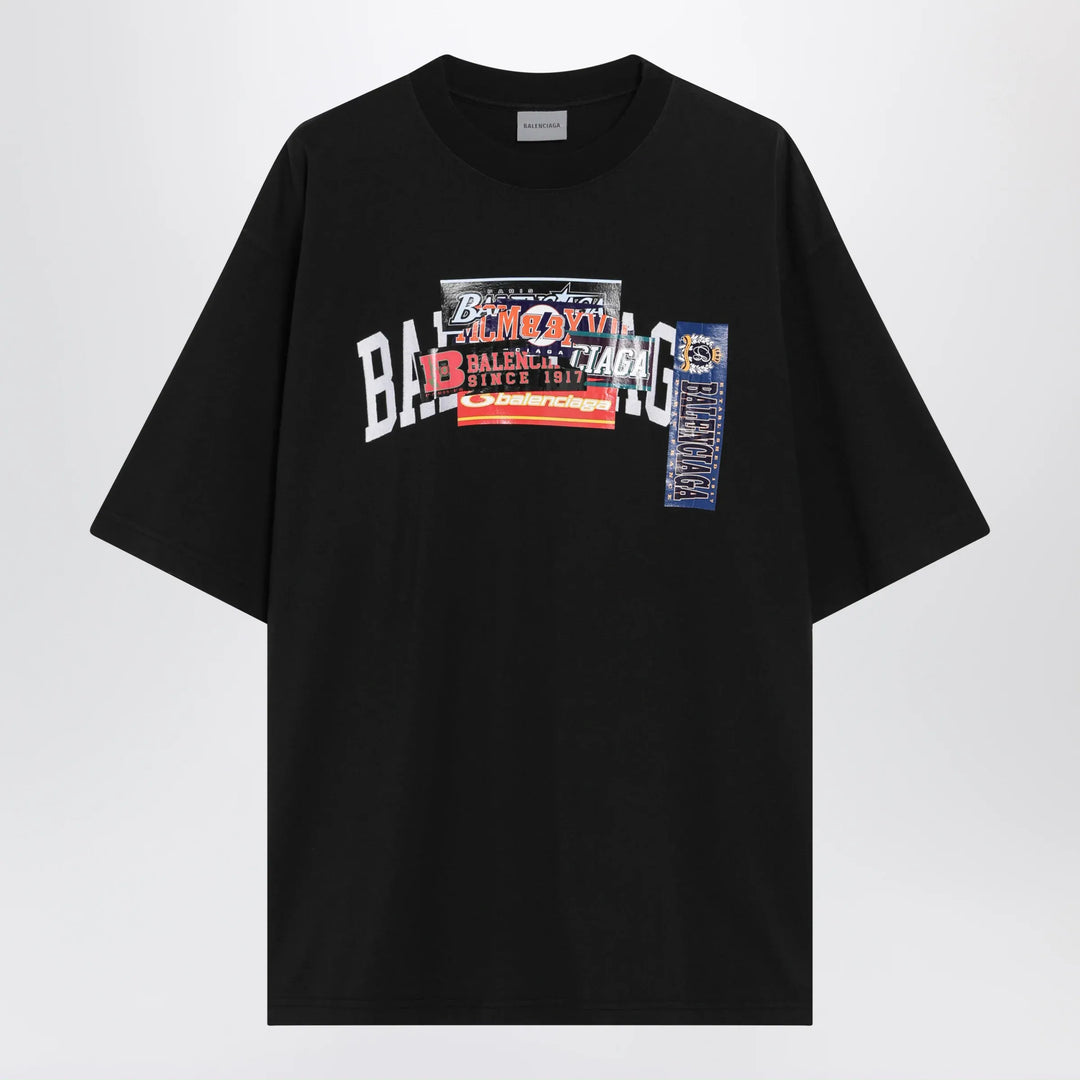 Balenciaga - Bumper Stickers medium-fit cotton T-shirt in black Brand Apparel & Accessories > Clothing > Shirts & Tops S