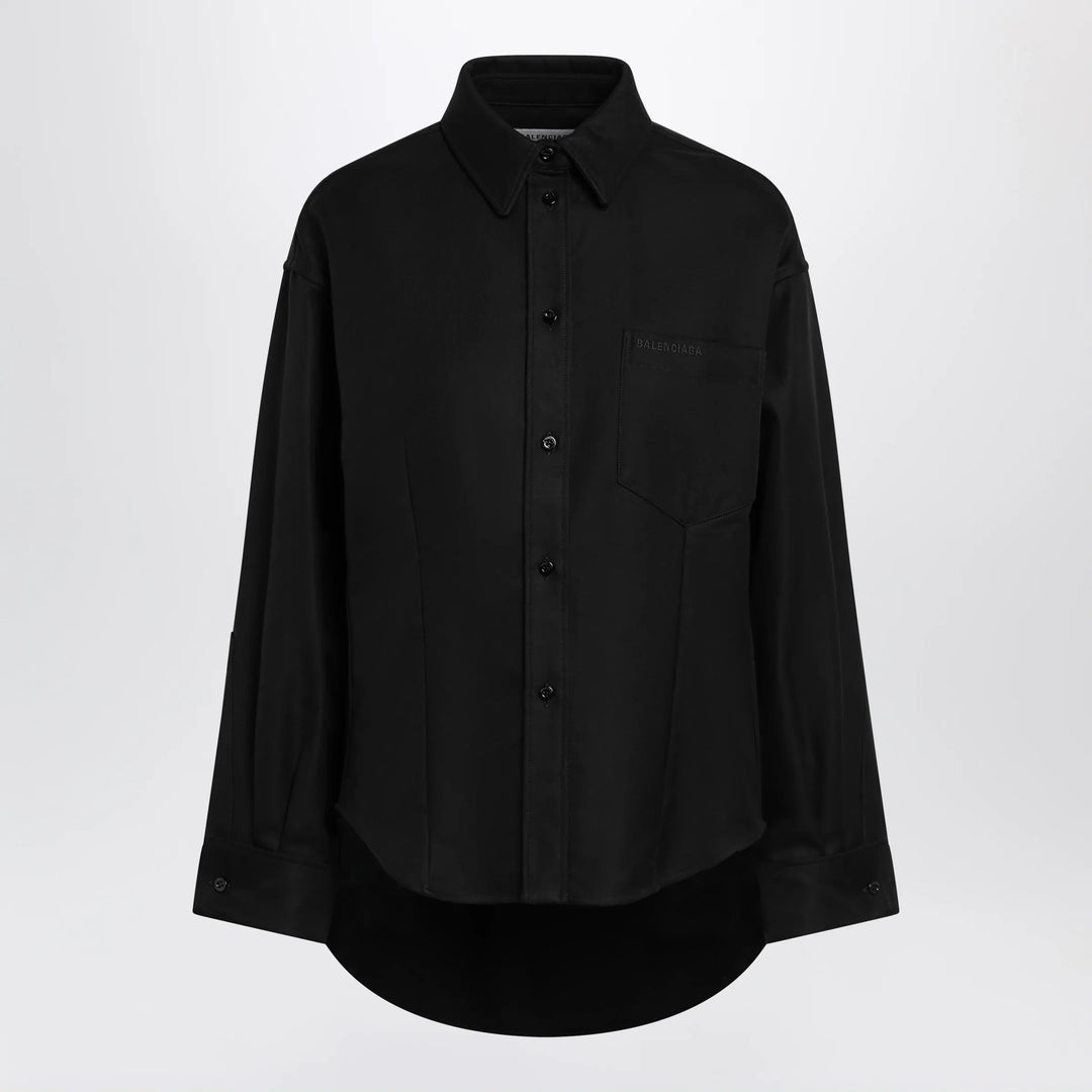 Balenciaga - Classic cocoon shirt in double cotton, black Brand Apparel & Accessories > Clothing > Shirts & Tops 36  FR