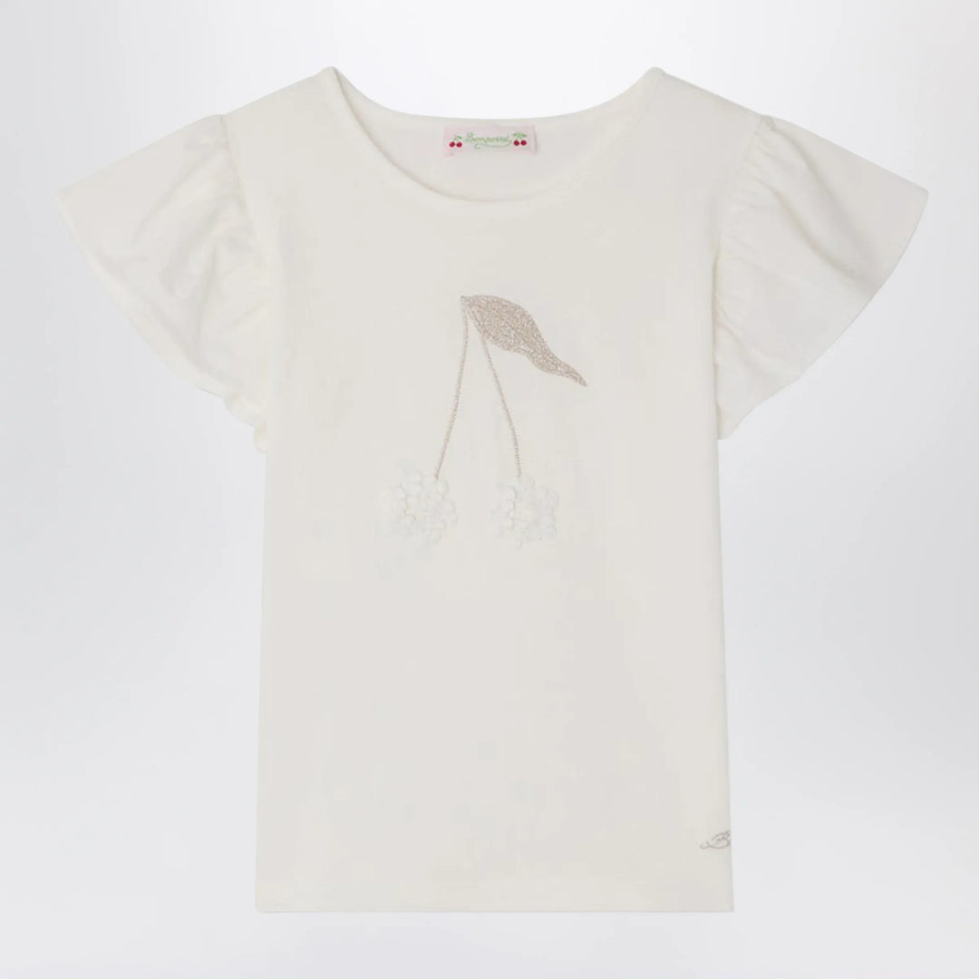 Bonpoint - Emila white cotton T-shirt Brand Apparel &amp; Accessories > Clothing > Shirts &amp; Tops 4
