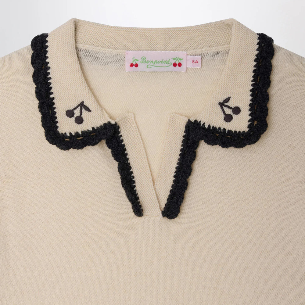 Bonpoint - Lisette écru wool and cotton blend sweater Brand Apparel & Accessories > Clothing > Shirts & Tops