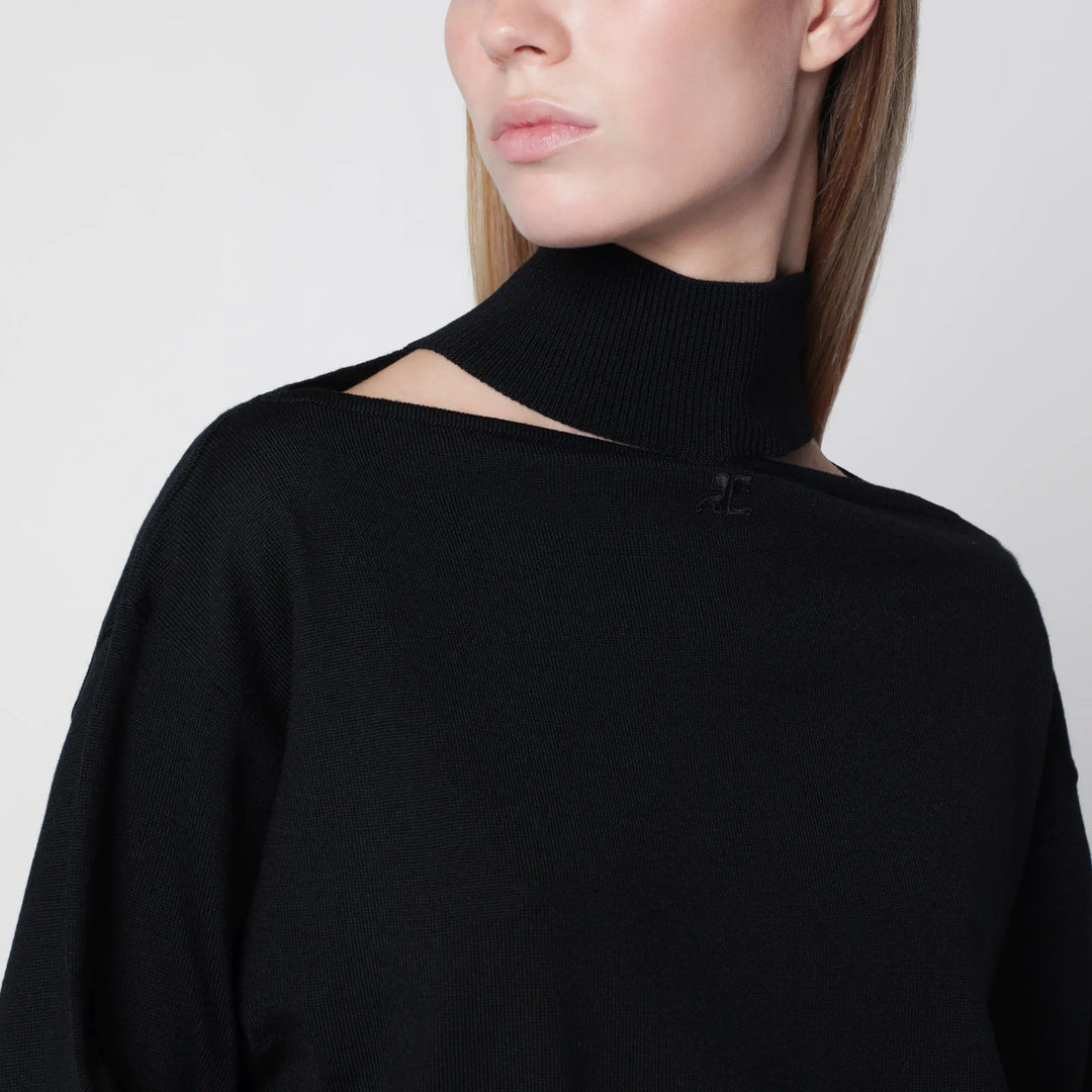 Courrèges - Black merino wool turtleneck sweater Brand Apparel &amp; Accessories > Clothing > Shirts &amp; Tops