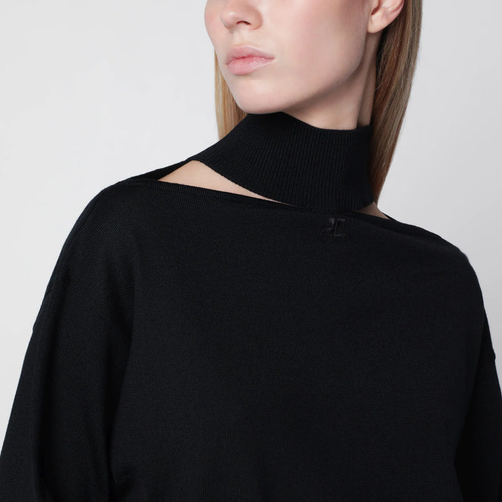 Courrèges - Black merino wool turtleneck sweater Brand Apparel &amp; Accessories > Clothing > Shirts &amp; Tops