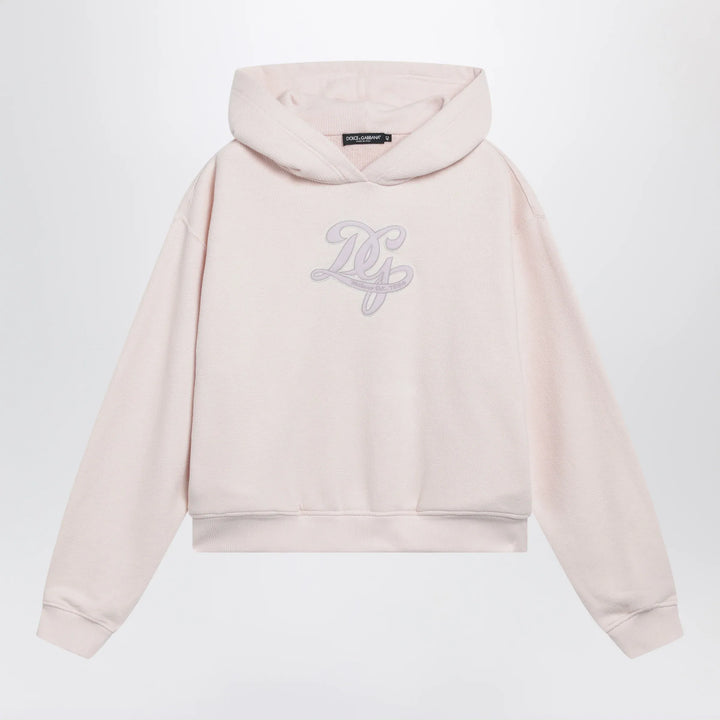 Dolce&amp;Gabbana - Embroidered hoodie in pink cotton blend Brand Apparel &amp; Accessories > Clothing > Shirts &amp; Tops 42  IT