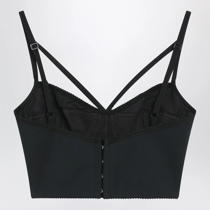Dolce&amp;Gabbana - Heart-neck satin bustier top in black Brand Apparel &amp; Accessories > Clothing > Shirts &amp; Tops 38  IT