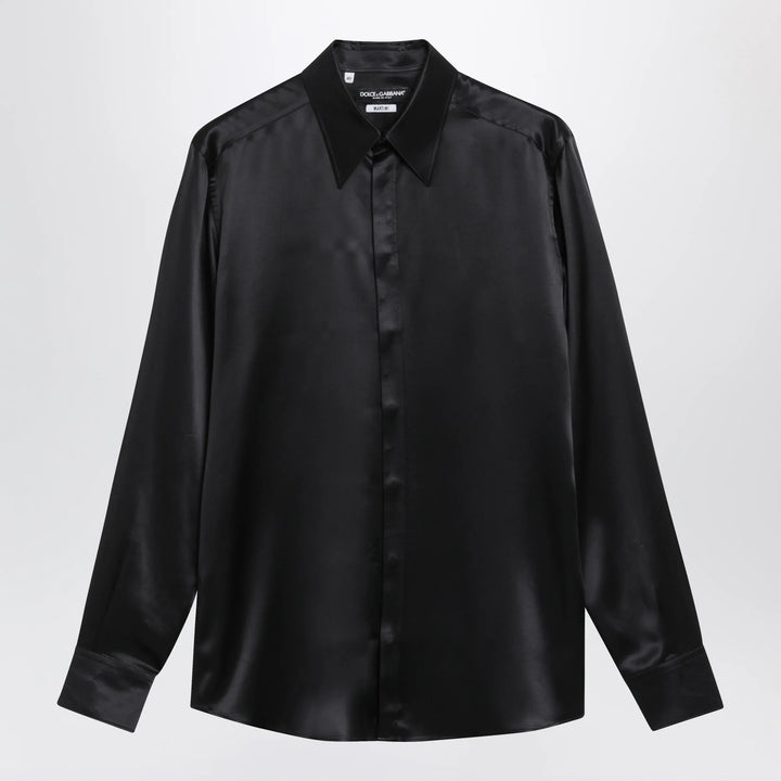 Dolce&amp;Gabbana - Martini silk satin shirt in black Brand Apparel &amp; Accessories > Clothing > Shirts &amp; Tops 40