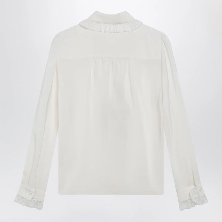 Dolce&amp;Gabbana - Silk and lace shirt with ruffles Brand Apparel &amp; Accessories > Clothing > Shirts &amp; Tops 42  IT