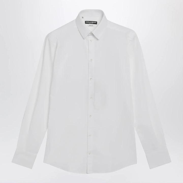 Dolce&amp;Gabbana - White stretch poplin gold shirt Brand Apparel &amp; Accessories > Clothing > Shirts &amp; Tops 39
