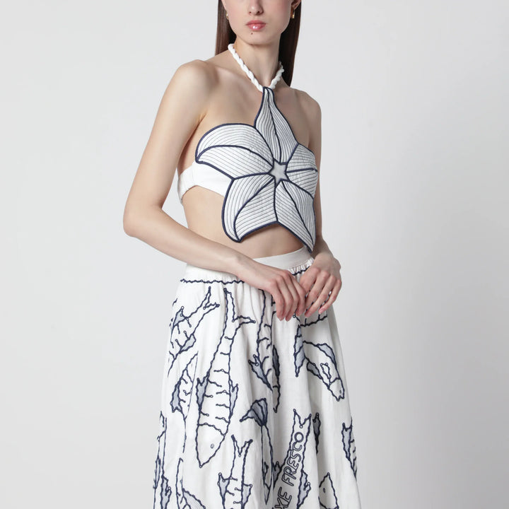 FARM Rio - Coast Stars cropped top in linen blend Brand Apparel &amp; Accessories > Clothing > Shirts &amp; Tops XS