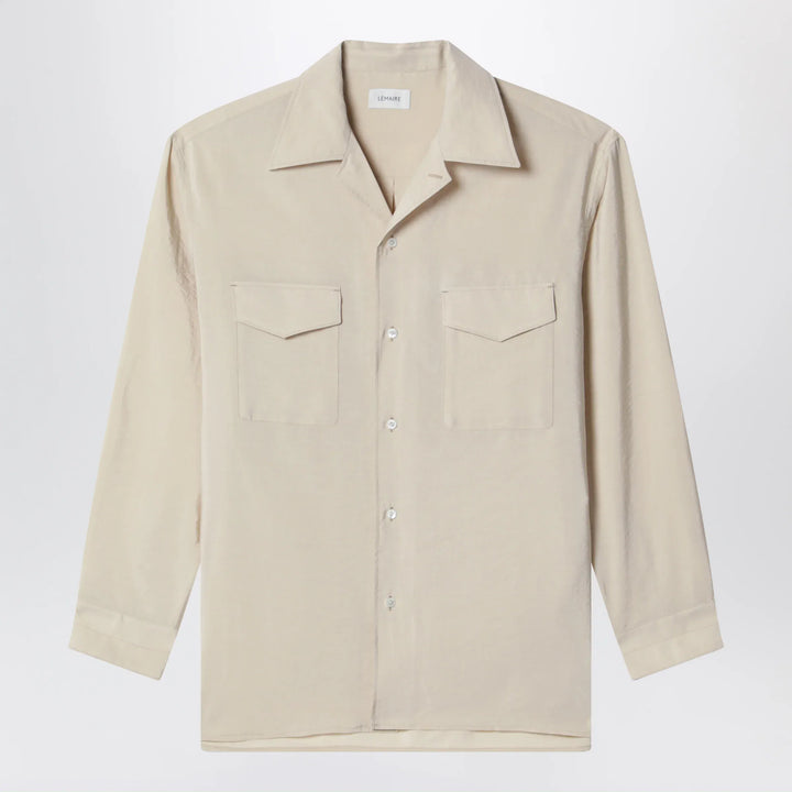 LEMAIRE - Light beige smooth silk-blend shirt Brand Apparel &amp; Accessories > Clothing > Shirts &amp; Tops 46 IT