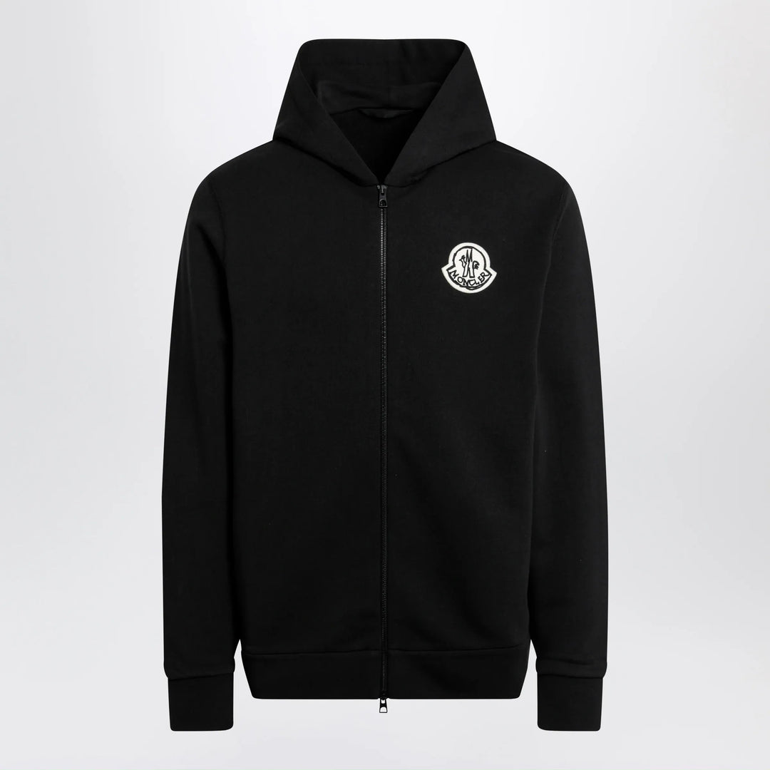 Moncler - Black cotton hoodie with logo Brand Apparel &amp; Accessories > Clothing > Shirts &amp; Tops S