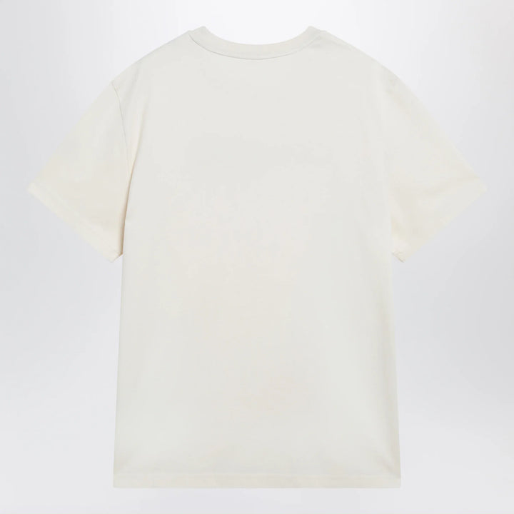 Moncler - Ivory T-shirt with logo print Brand Apparel &amp; Accessories > Clothing > Shirts &amp; Tops