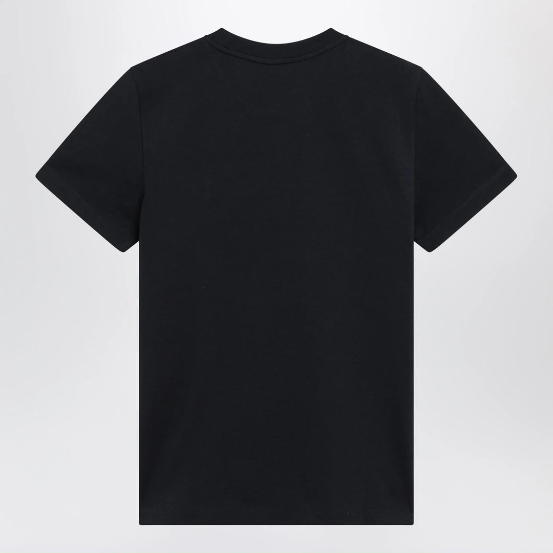 Moncler - Navy blue T-shirt with logo embroidery Brand Apparel &amp; Accessories > Clothing > Shirts &amp; Tops S
