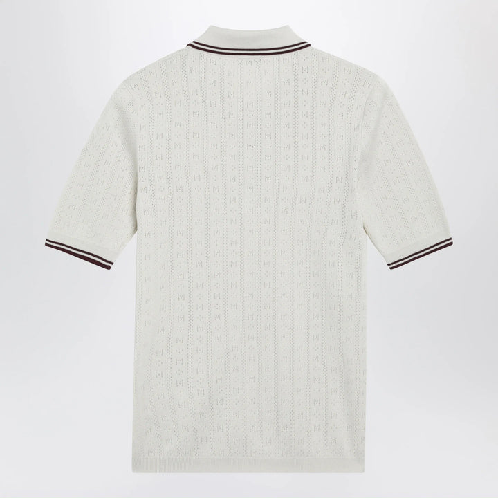 Moncler - White cotton polo with diamond pattern Brand Apparel &amp; Accessories > Clothing > Shirts &amp; Tops S