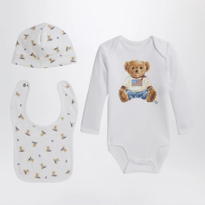 Polo Ralph Lauren - Three-piece Polo Bear cotton set in white Brand Apparel &amp; Accessories > Clothing > Shirts &amp; Tops 6M