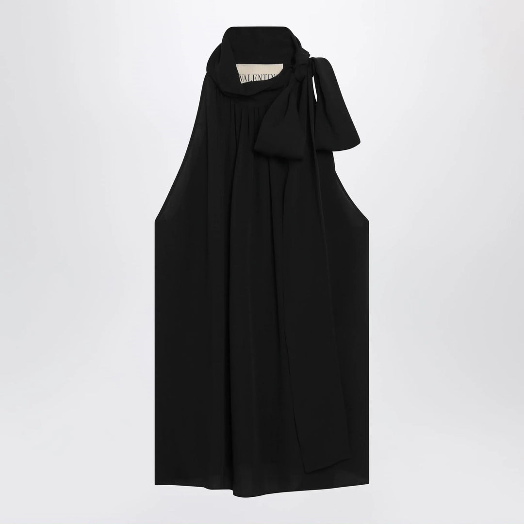 Valentino - Black silk top with neck bow Brand Apparel & Accessories > Clothing > Shirts & Tops 40  IT