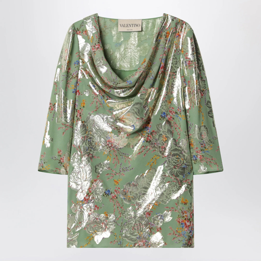 Valentino - Green printed lurex shirt Brand Apparel & Accessories > Clothing > Shirts & Tops 42  IT