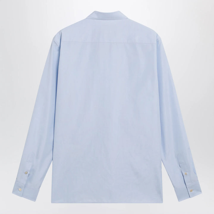 Valentino - Light blue fil-à-fil cotton shirt with VLogo embroidery Brand Apparel &amp; Accessories > Clothing > Shirts &amp; Tops