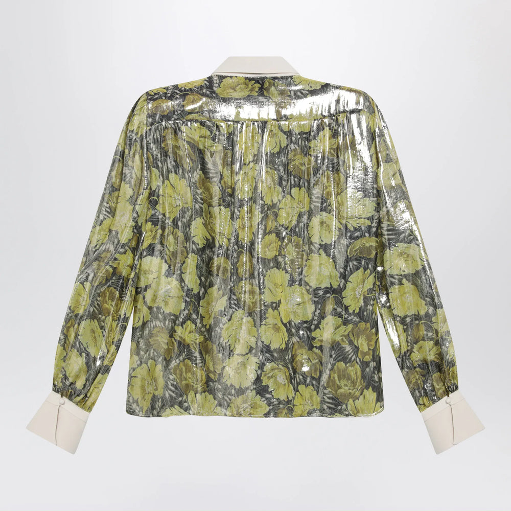 Valentino - Shirt in lurex with Après L’Hiver Poppies print Brand Apparel & Accessories > Clothing > Shirts & Tops 40  IT